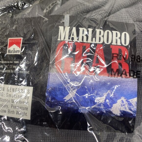 Vintage Marlboro Grey Thermal Long Sleeve Shirt L NEW W/ TAGS And Original Bag - Picture 3 of 5